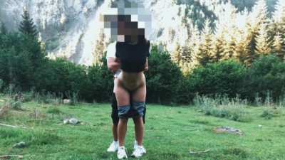 Forest Fuck: Big Ass Student Takes It Standing Doggy Style